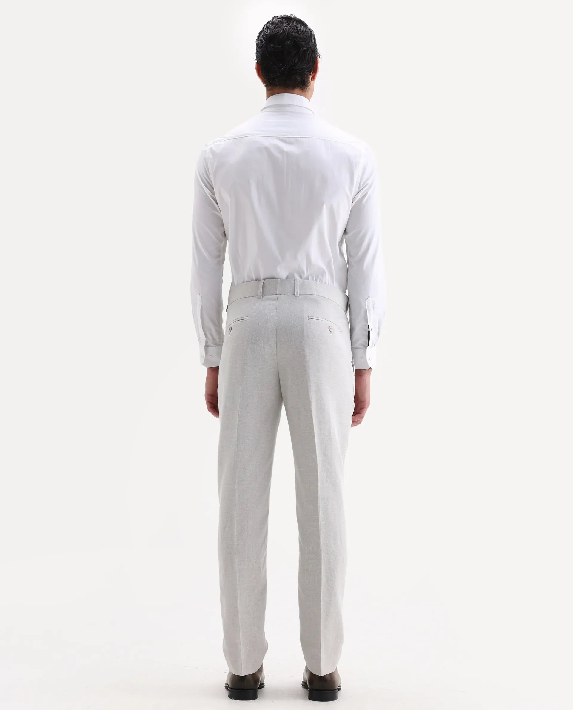 Rare Rabbit Men's Dex Beige Cotton Plain Regular Fit Trouser