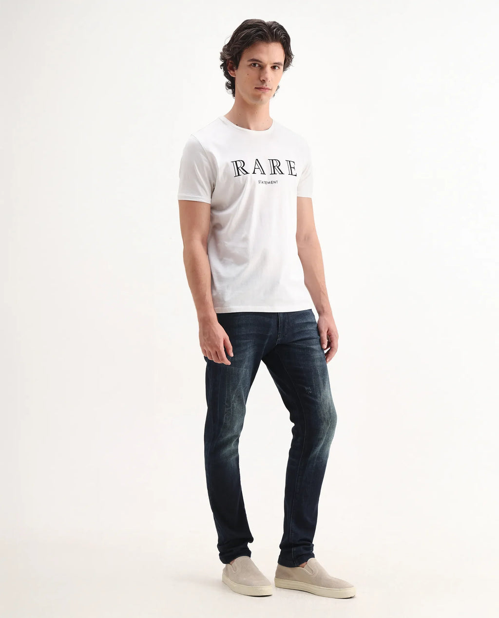 Rare Rabbit Men's Deigo Dark Blue Cotton Plain Hawk Slim Fit Jeans