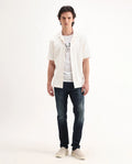 Rare Rabbit Men's Deigo Dark Blue Cotton Plain Hawk Slim Fit Jeans