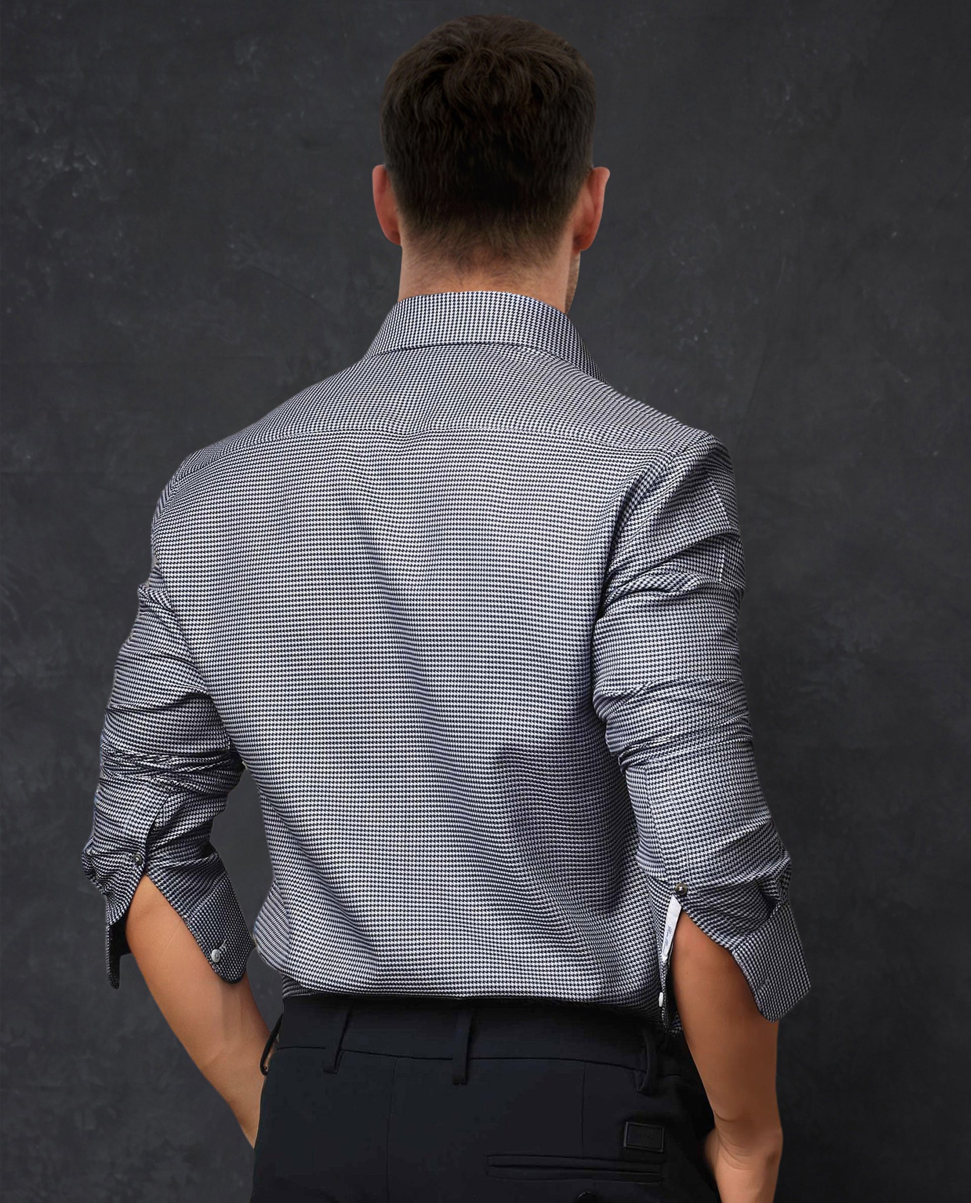 Rare Rabbit Men's Diff Blue Cotton Checked Print Tailored Fit Full Sleeve Collared Shirt