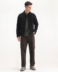 Rare Rabbit Men's Dima Dark Brown Cotton Plain Regular Fit Trouser