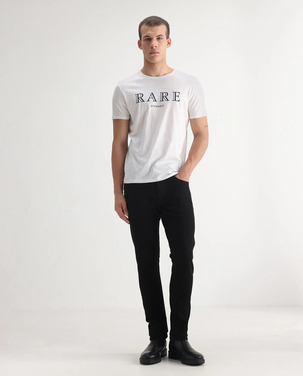 Rare Rabbit Men's Divi Black Cotton Plain Hawk Slim Fit Jeans