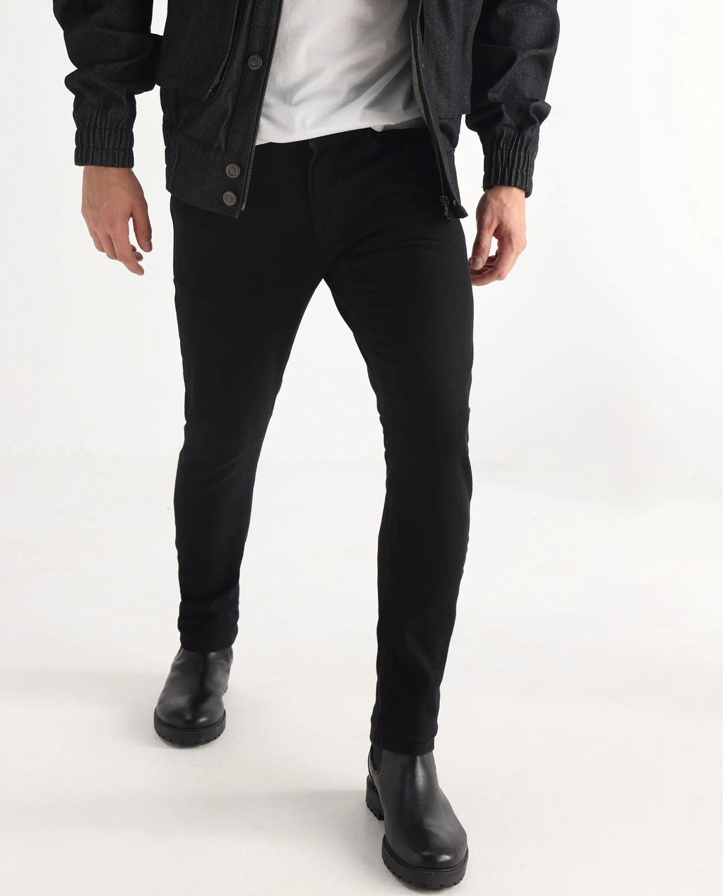 Rare Rabbit Men's Divi Black Cotton Plain Hawk Slim Fit Jeans