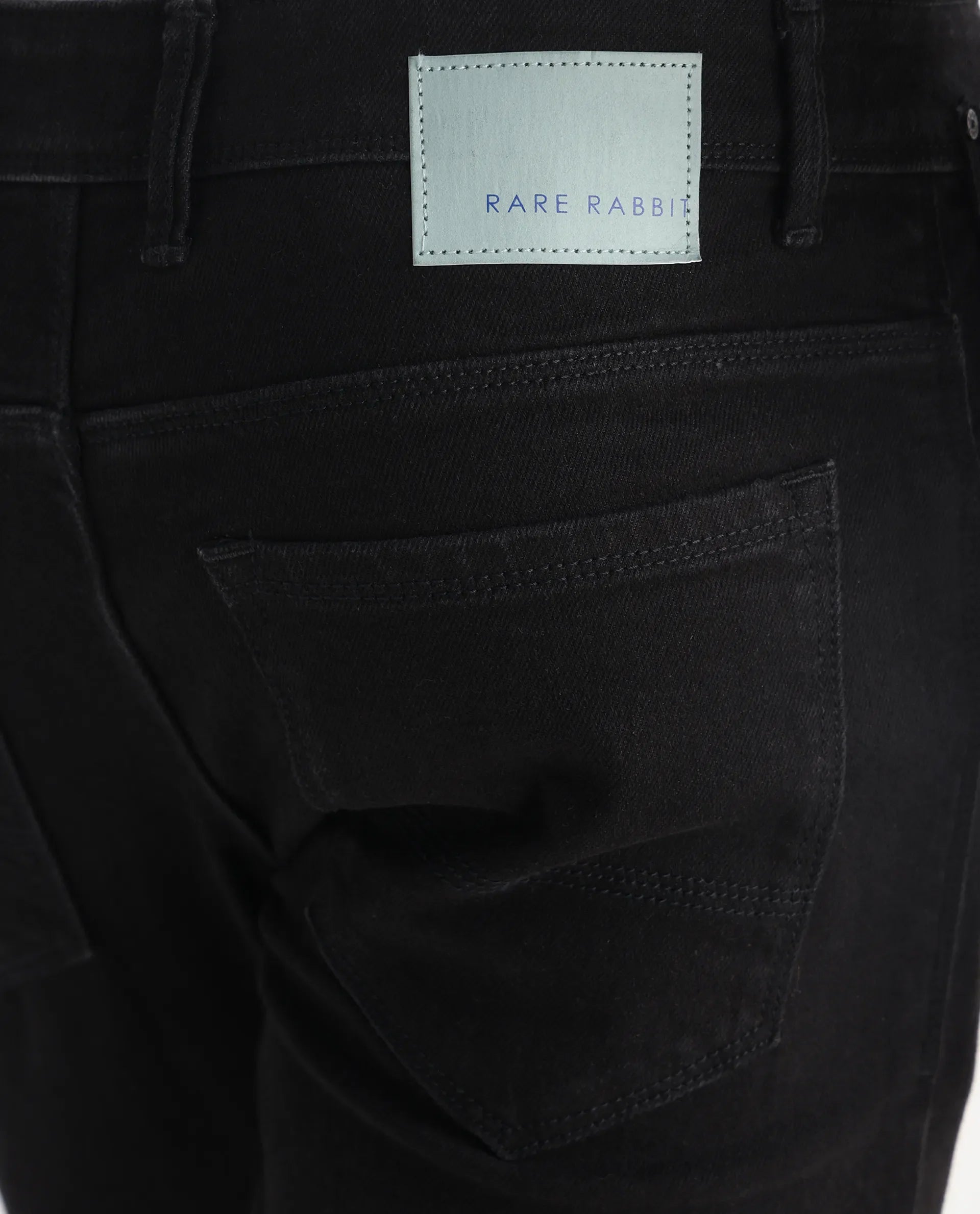 Rare Rabbit Men's Divi Black Cotton Plain Hawk Slim Fit Jeans