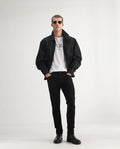 Rare Rabbit Men's Divi Black Cotton Plain Hawk Slim Fit Jeans
