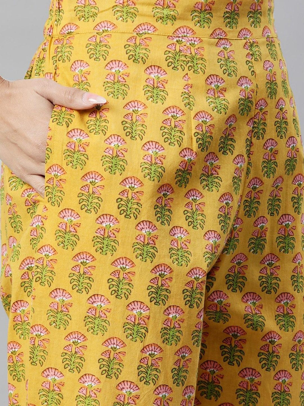 Divena Yellow Floral Printed Straight Kurta Pant Sets