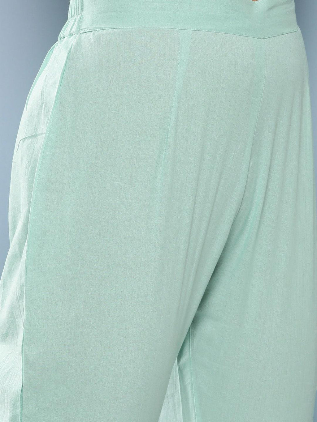 Divena Sky Blue Hand Painted Floral Organza Anarkali Kurta Pant Set with Dupatta