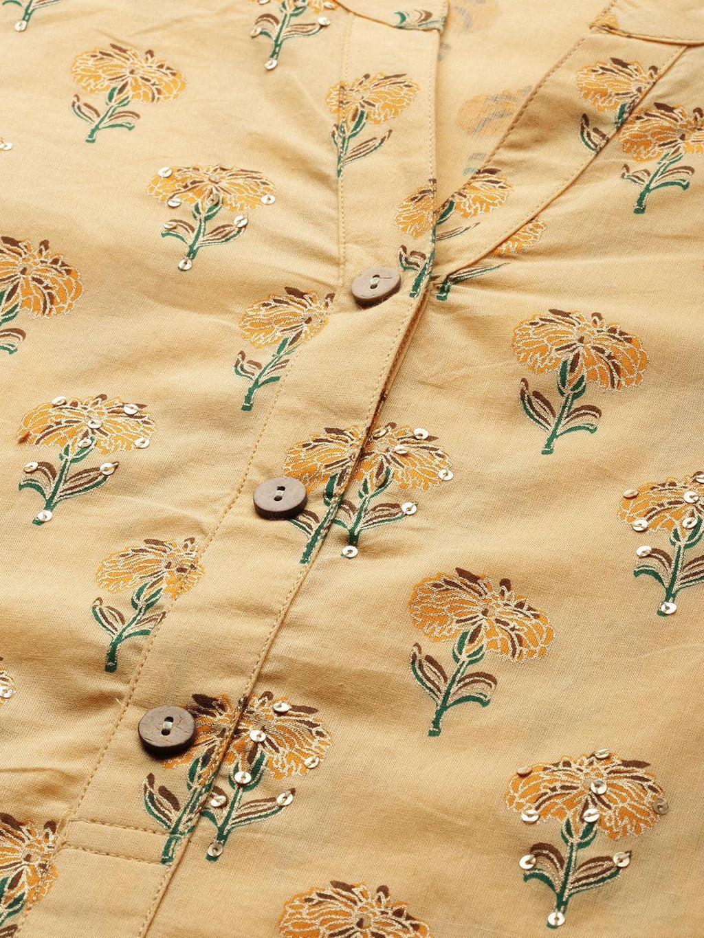 Divena Yellow Flower Print Cotton Kurta Set