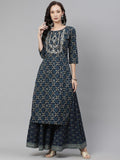 Divena Indigo Blue Kurta Set With Palazzo