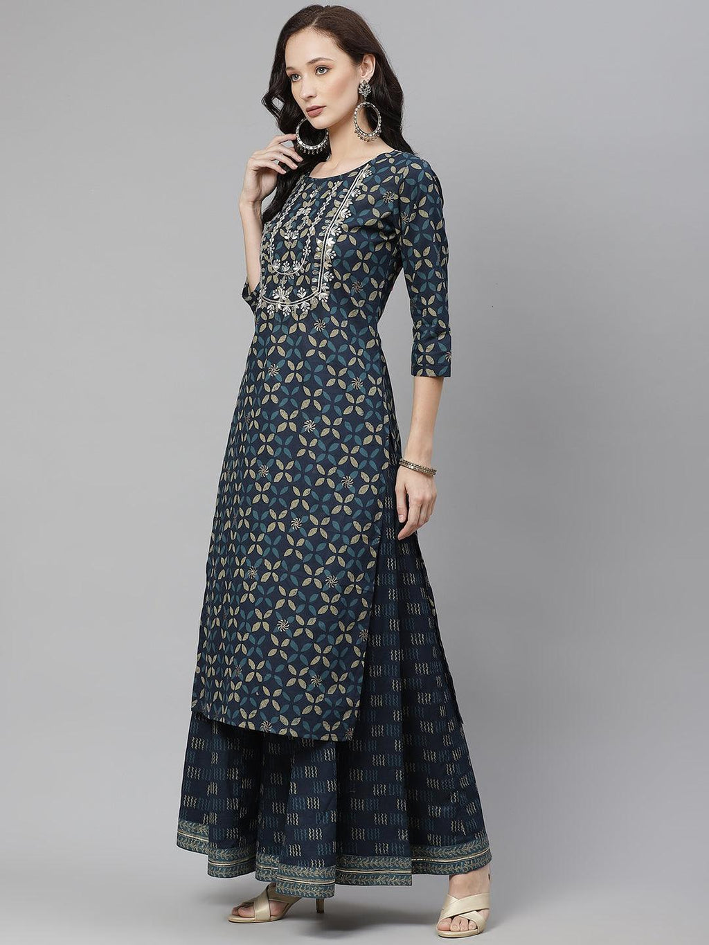 Divena Indigo Blue Kurta Set With Palazzo