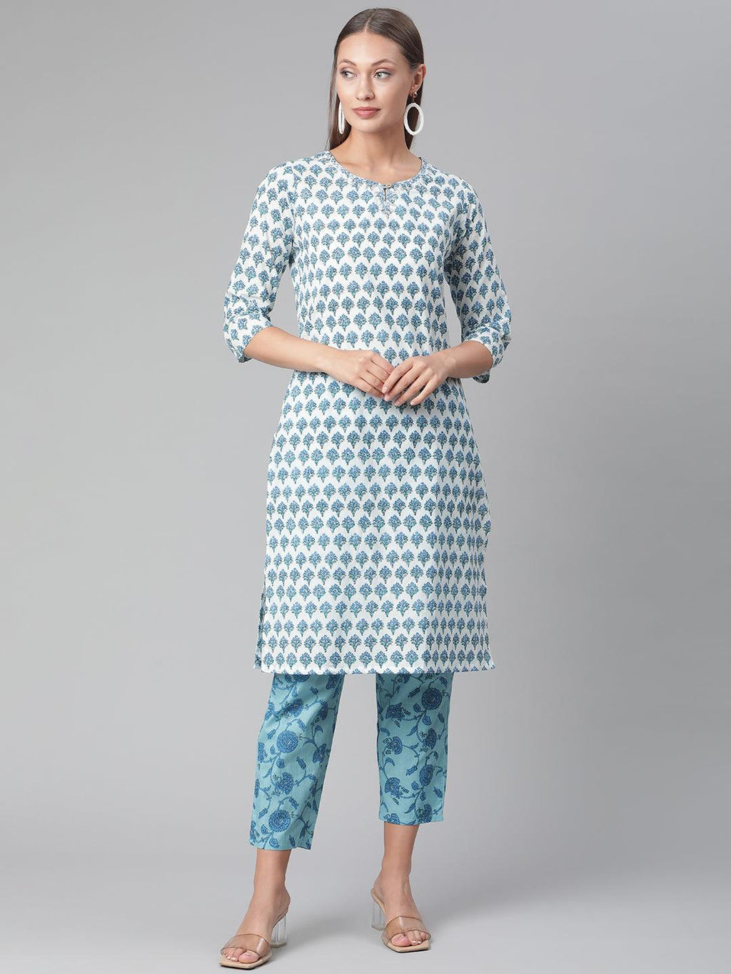 Divena White Cotton Kurta Pant set