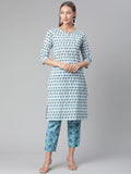 Divena White Cotton Kurta Pant set