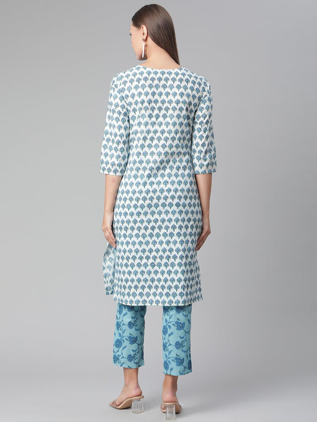 Divena White Cotton Kurta Pant set