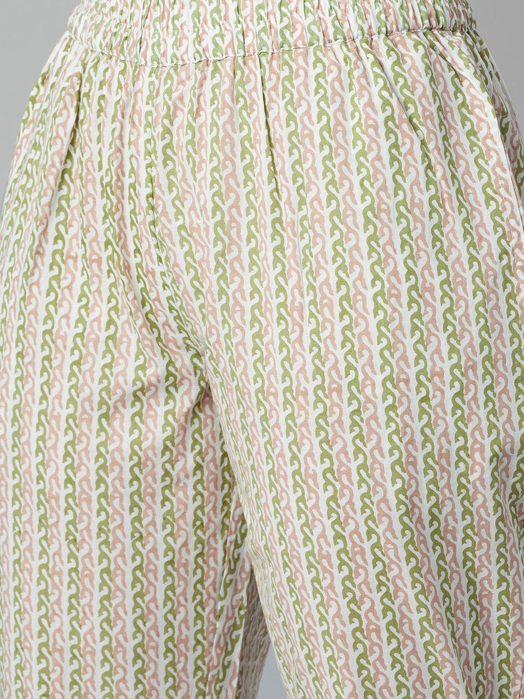 Divena Pastel green Floral Printed Cotton kurta Pant Set
