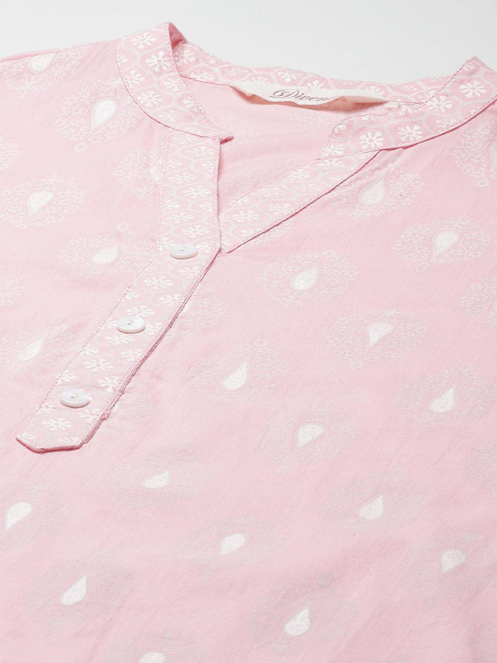 Divena Baby Pink Cotton Kurta Palazzo  Set