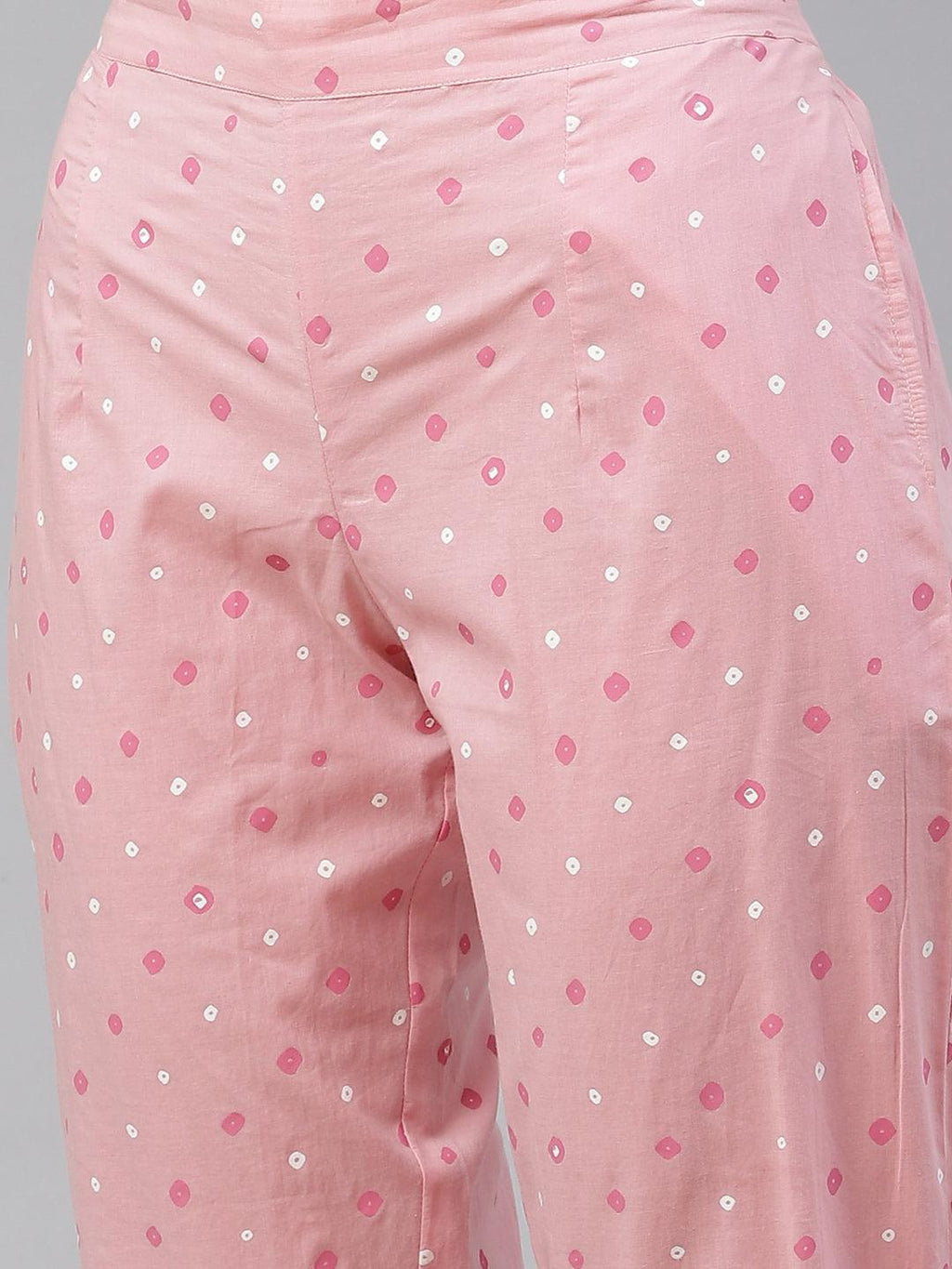 Divena Pink Cotton A-line  kurta Pant set with Dupatta