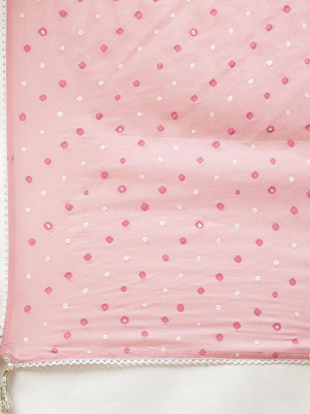 Divena Pink Cotton A-line  kurta Pant set with Dupatta