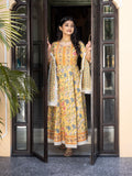 Divena Yellow Floral anarkali Pant Set with Dupatta