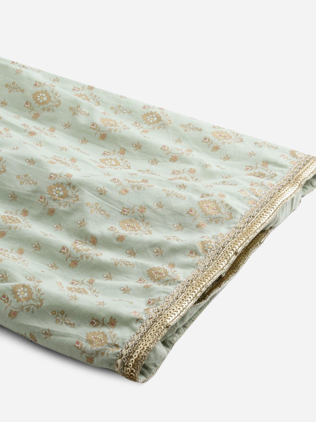 Divena Sea Green Golden Printed Kurta Sharara set with Dupatta