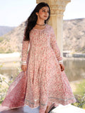 Divena Baby Pink Cotton Anarkali Kurta Pant Set With Dupatta