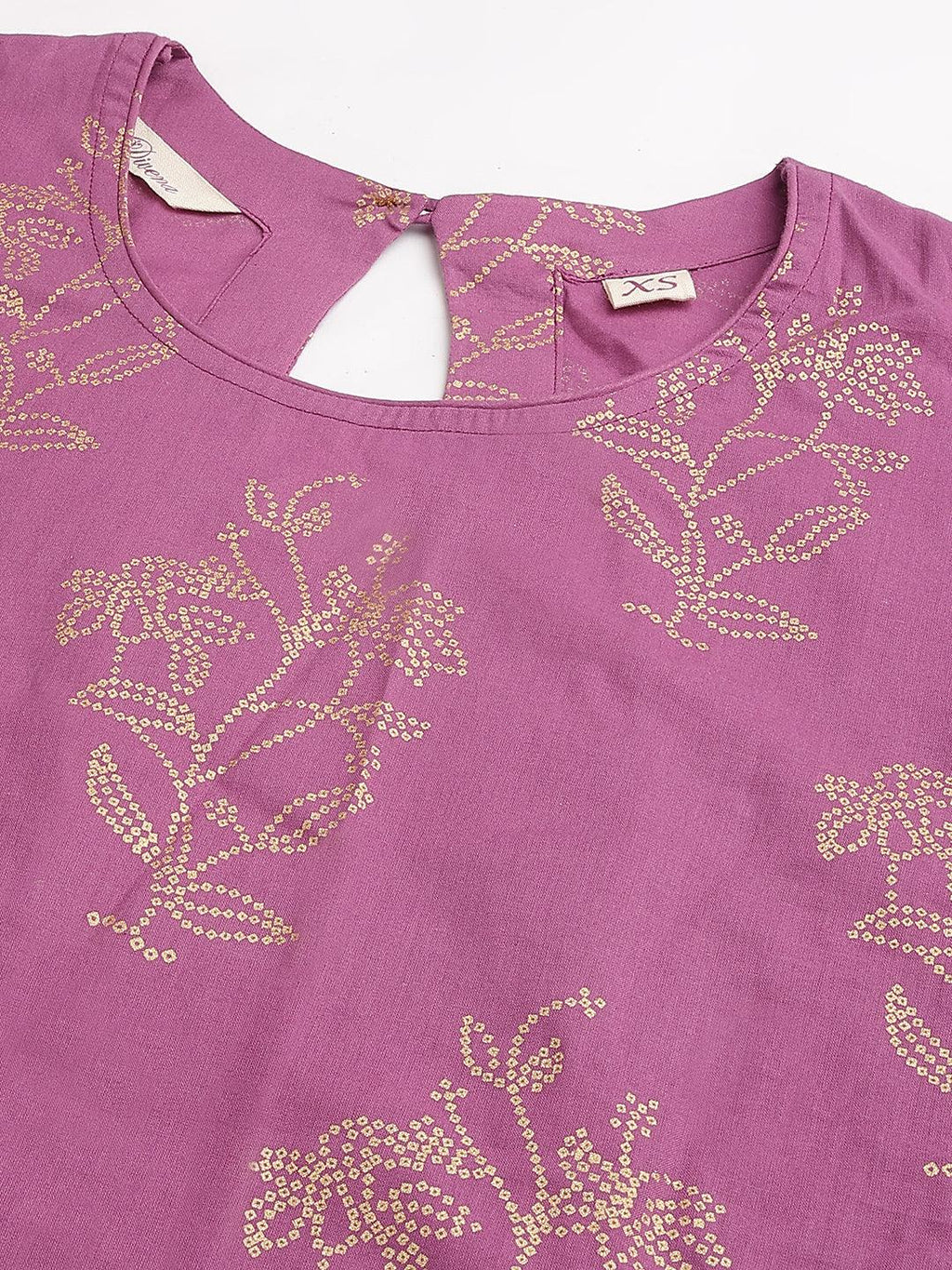 Divena Purple Foil Print Cotton Sharara Set with Dupatta