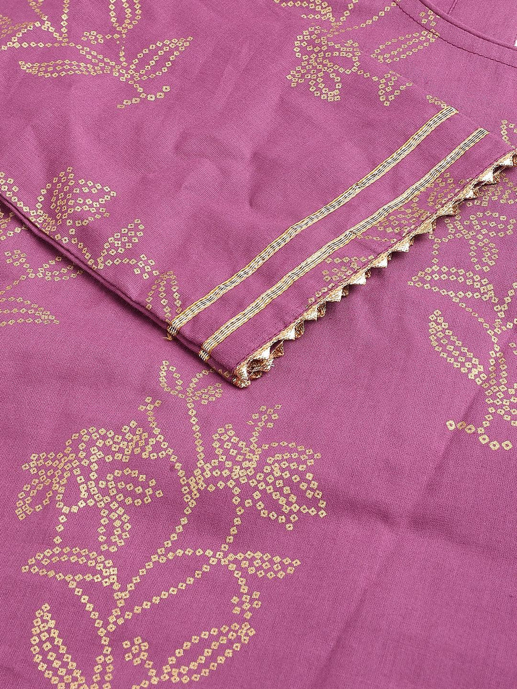 Divena Purple Foil Print Cotton Sharara Set with Dupatta