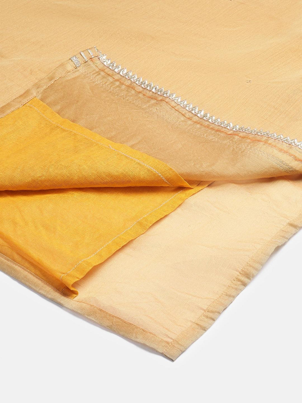 Divena Yellow Gold Embroidered Chenderi Kurta Sharara Set with Dupatta