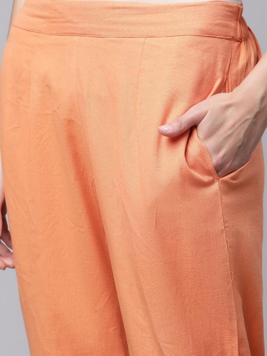 Divena Orange Chanderi Kurta Cotton pant set With Chiffon leheriya Dupatta