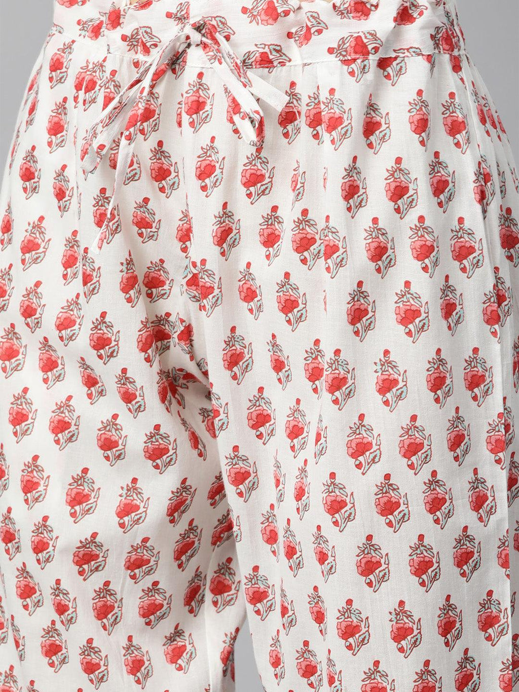Divena White Floral Printed Kurta Pant Set with Dupatta