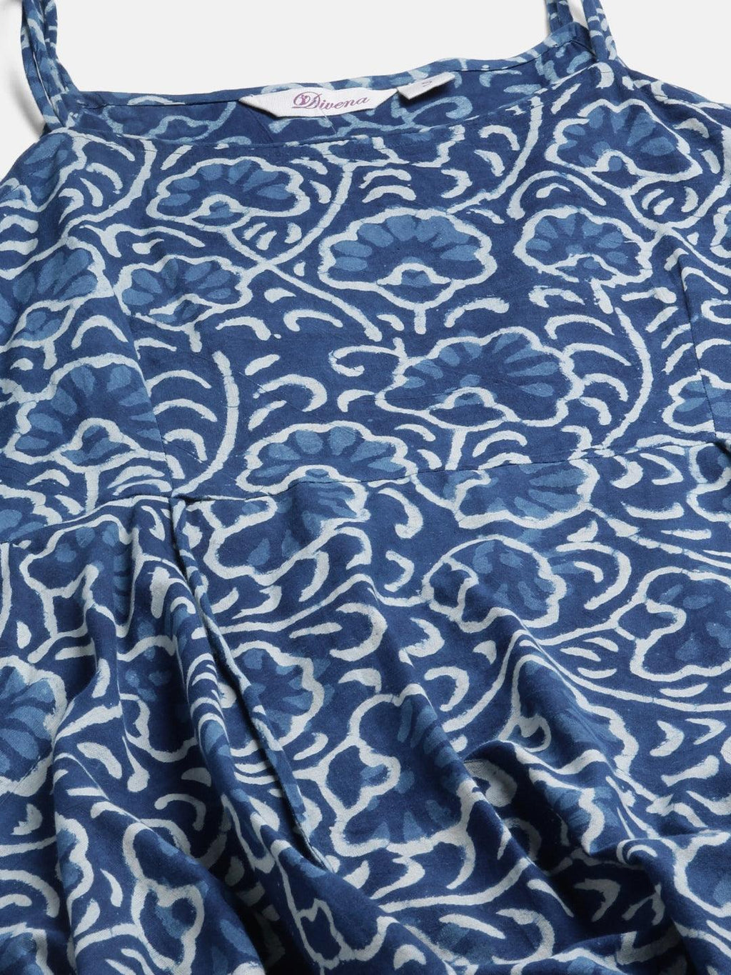 Divena Indigo Hand Block Printed Anarkali Kurta Pant Set with Dupatta