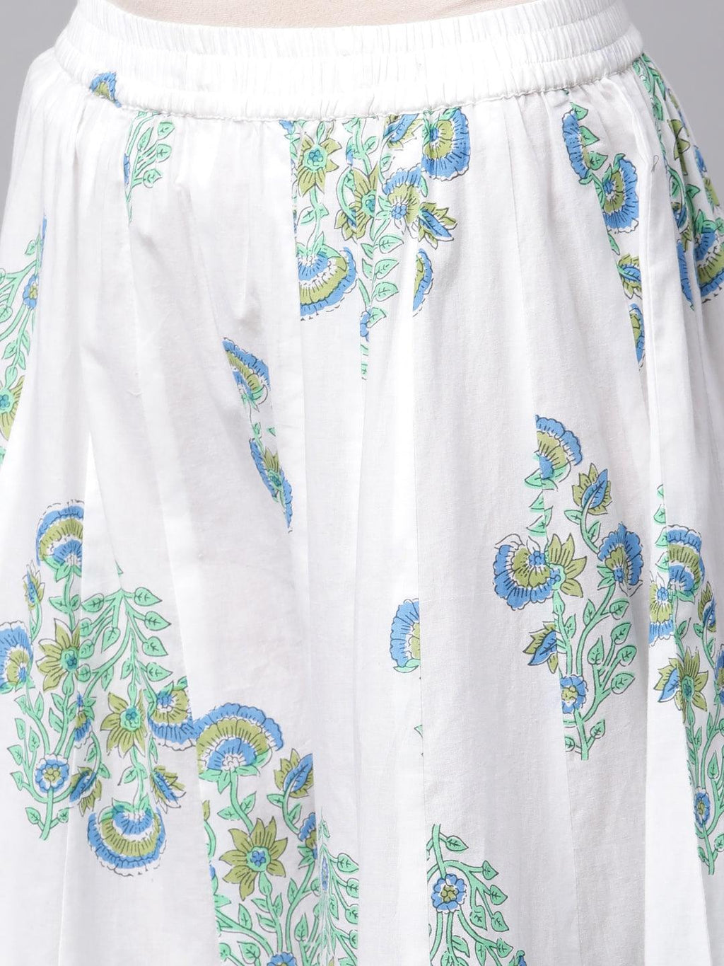 Divena White Floral Printed Kurta Palazzo set with Dupatta