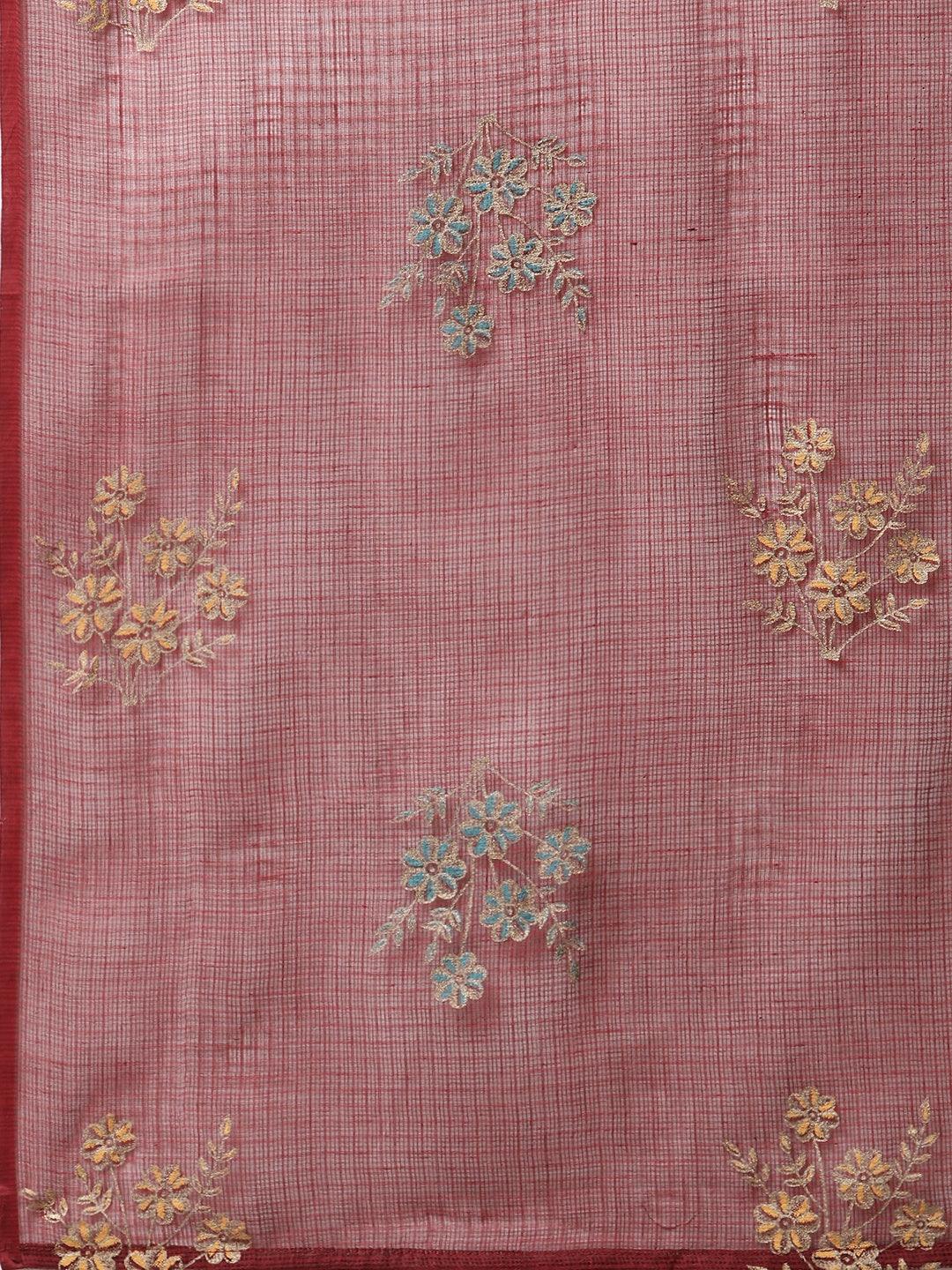 Divena Maroon Rayon Kurta Pant Set with kota doria Dupatta
