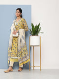 Divena Yellow Pure Chanderi Kurta Pant Set with Dupatta