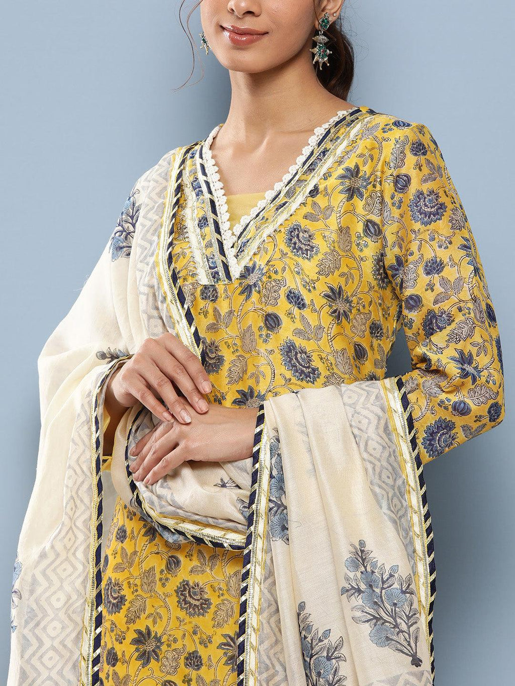 Divena Yellow Pure Chanderi Kurta Pant Set with Dupatta