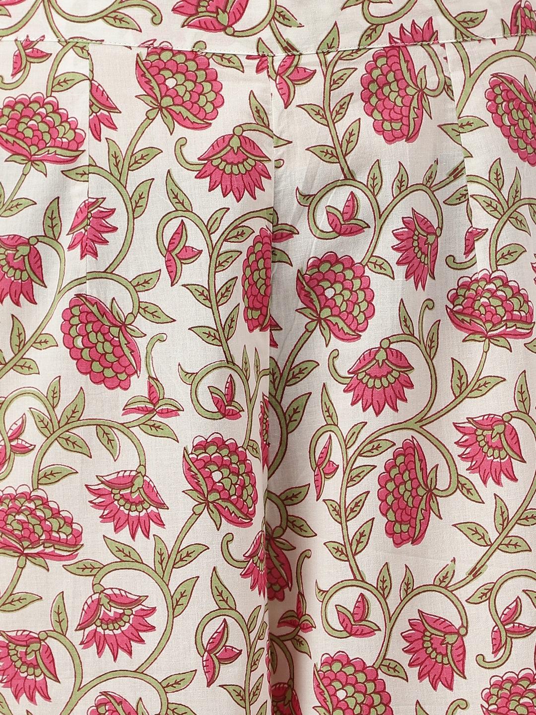 Divena White Floral Printed Anarkali Kurta Palazoo Sets