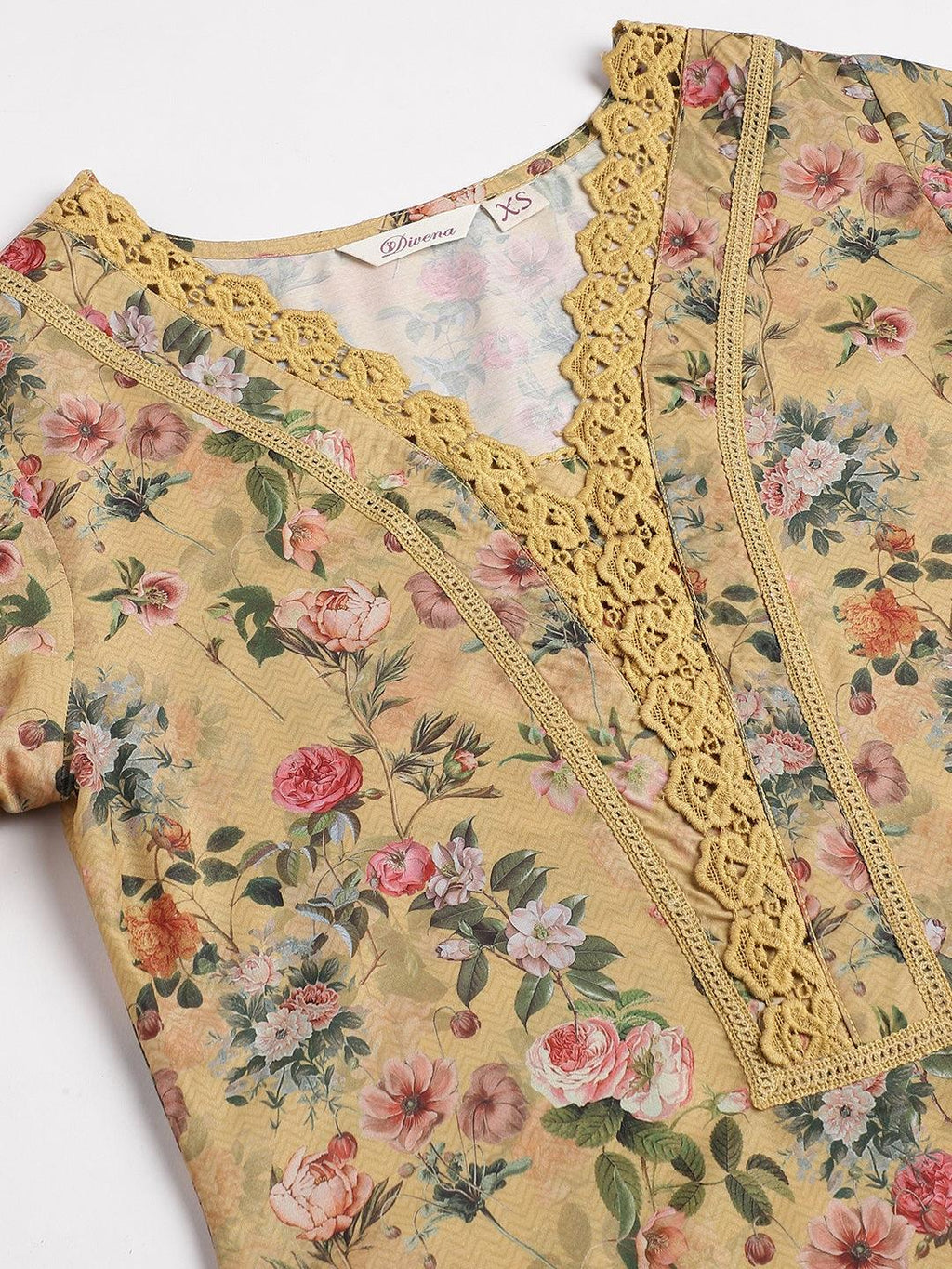 Divena Poly Chanderi Floral Printed Kurta Pant Set with Organza Dupatta