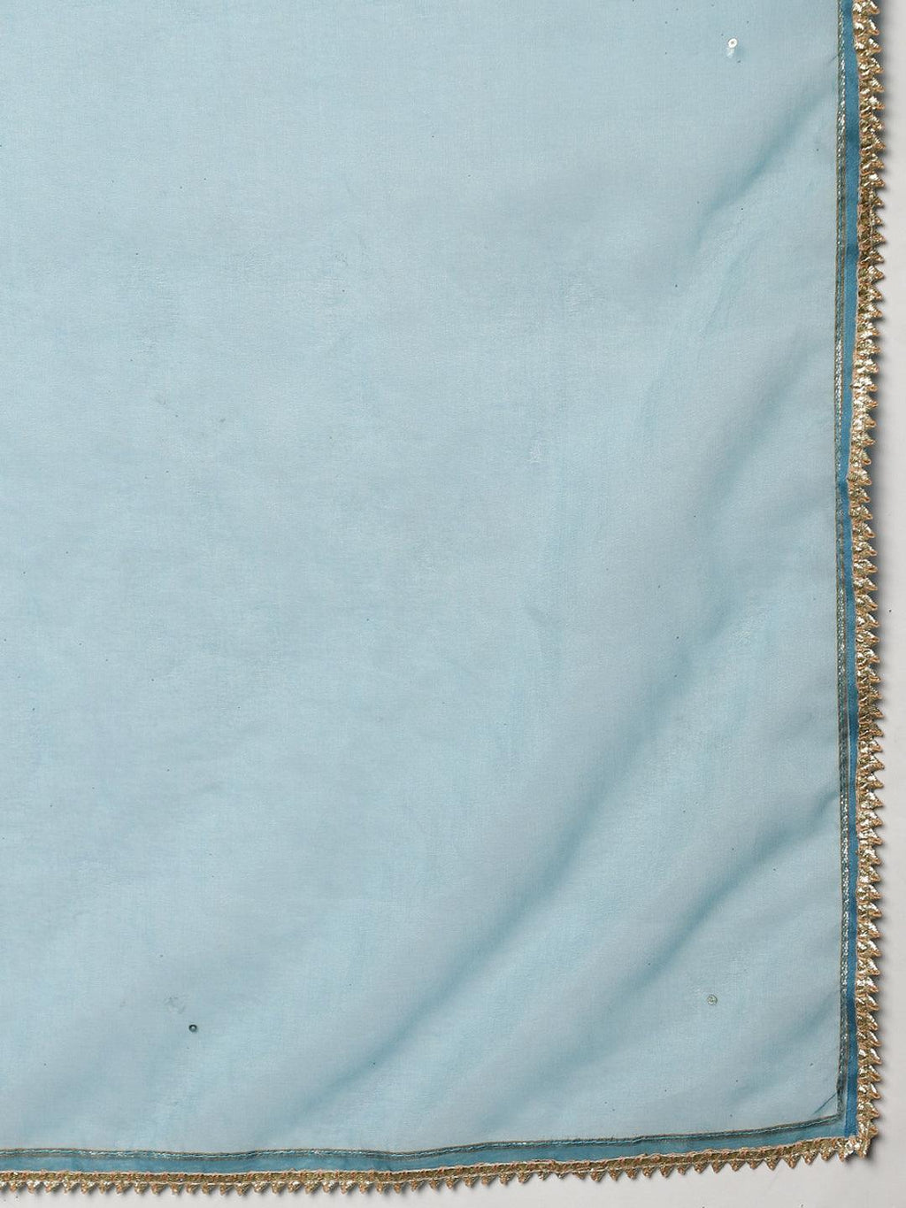 Divena Teal Blue Muslin Embroidary Kurta pant Set with Organza Dupatta