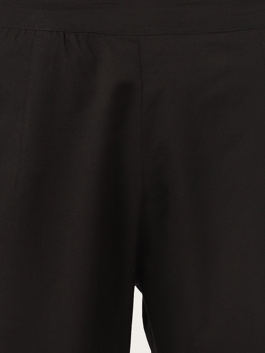 Divena Black Solid Anarkali Kurta Pant set with Dupatta