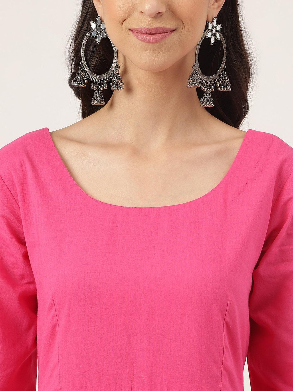 Divena Pink Solid Anarkali Kurta Pant set with Dupatta