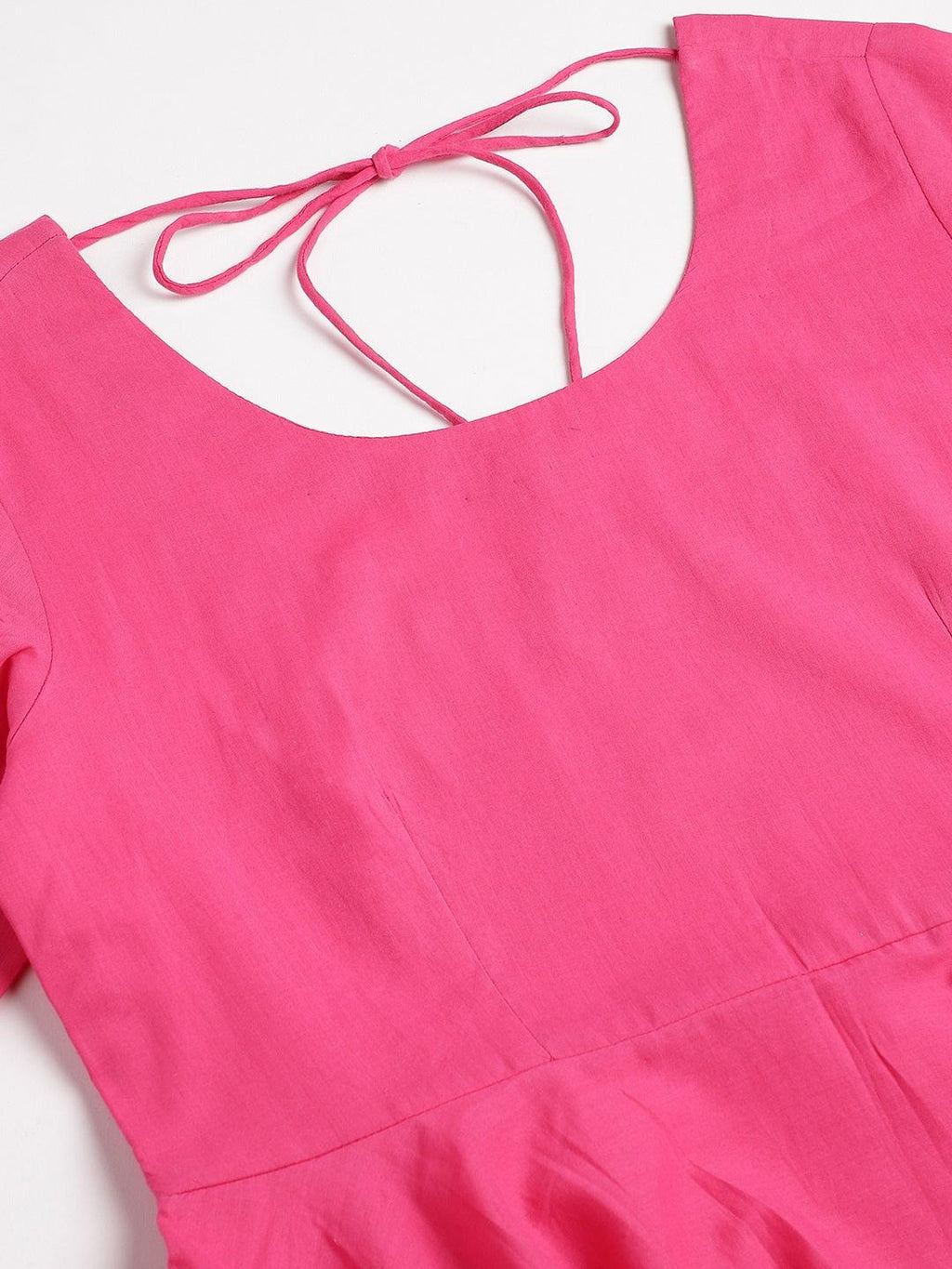 Divena Pink Solid Anarkali Kurta Pant set with Dupatta
