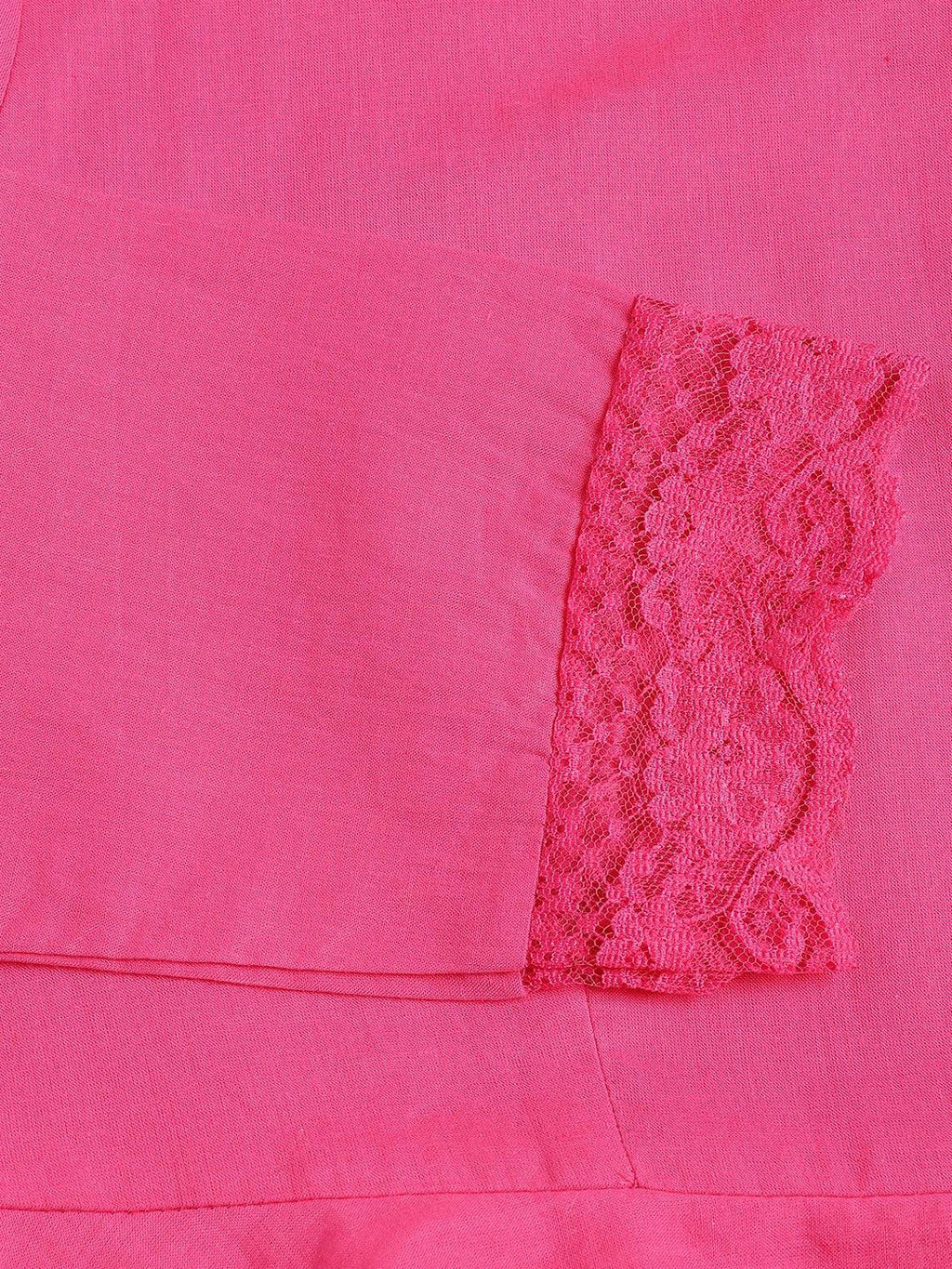 Divena Pink Solid Anarkali Kurta Pant set with Dupatta