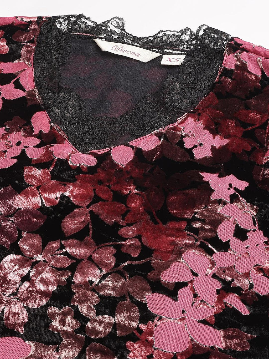Divena Pink Burn out Velvet Kurta Harem Pant with Organza Dupatta
