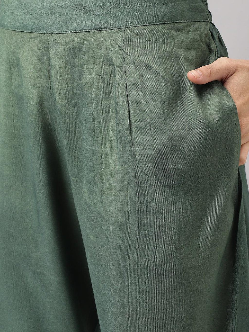 Divena Green Burn out Velvet Kurta Harem Pant with Organza Dupatta