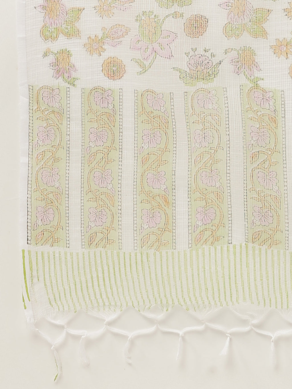 Divena Green Floral Printed Cotton Straight Short Kurta, trousers with Dupatta Set