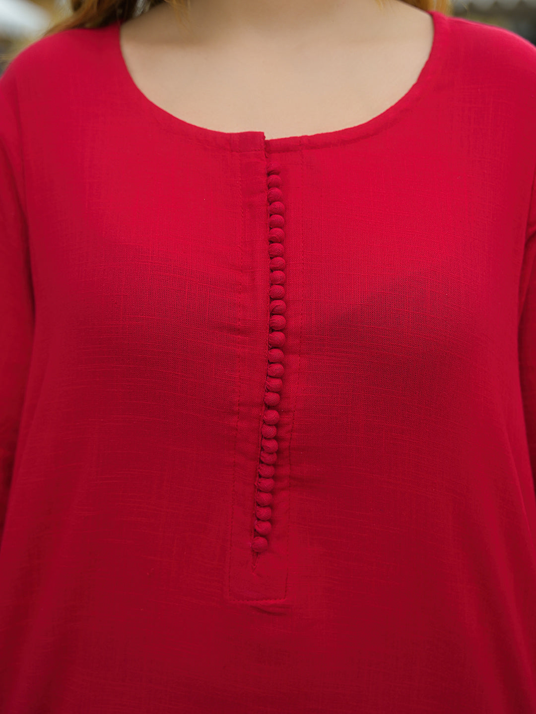 Divena Red Solid Cotton A-line Kurta Palazzo Sets
