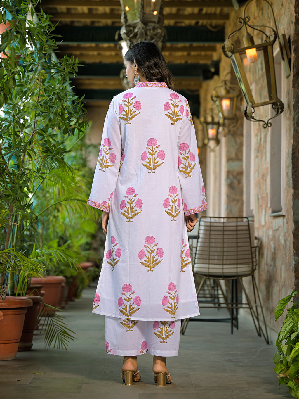 Divena White Hand Block Print Cotton Kurta Sets With Dupatta
