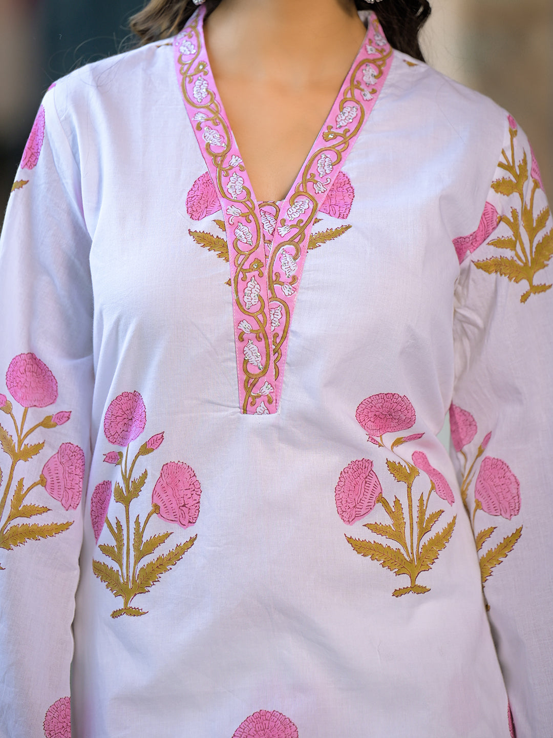 Divena White Hand Block Print Cotton Kurta Sets With Dupatta