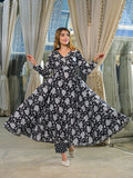 Divena Black Floral Print Cotton Anarkali Kurta Pant Sets