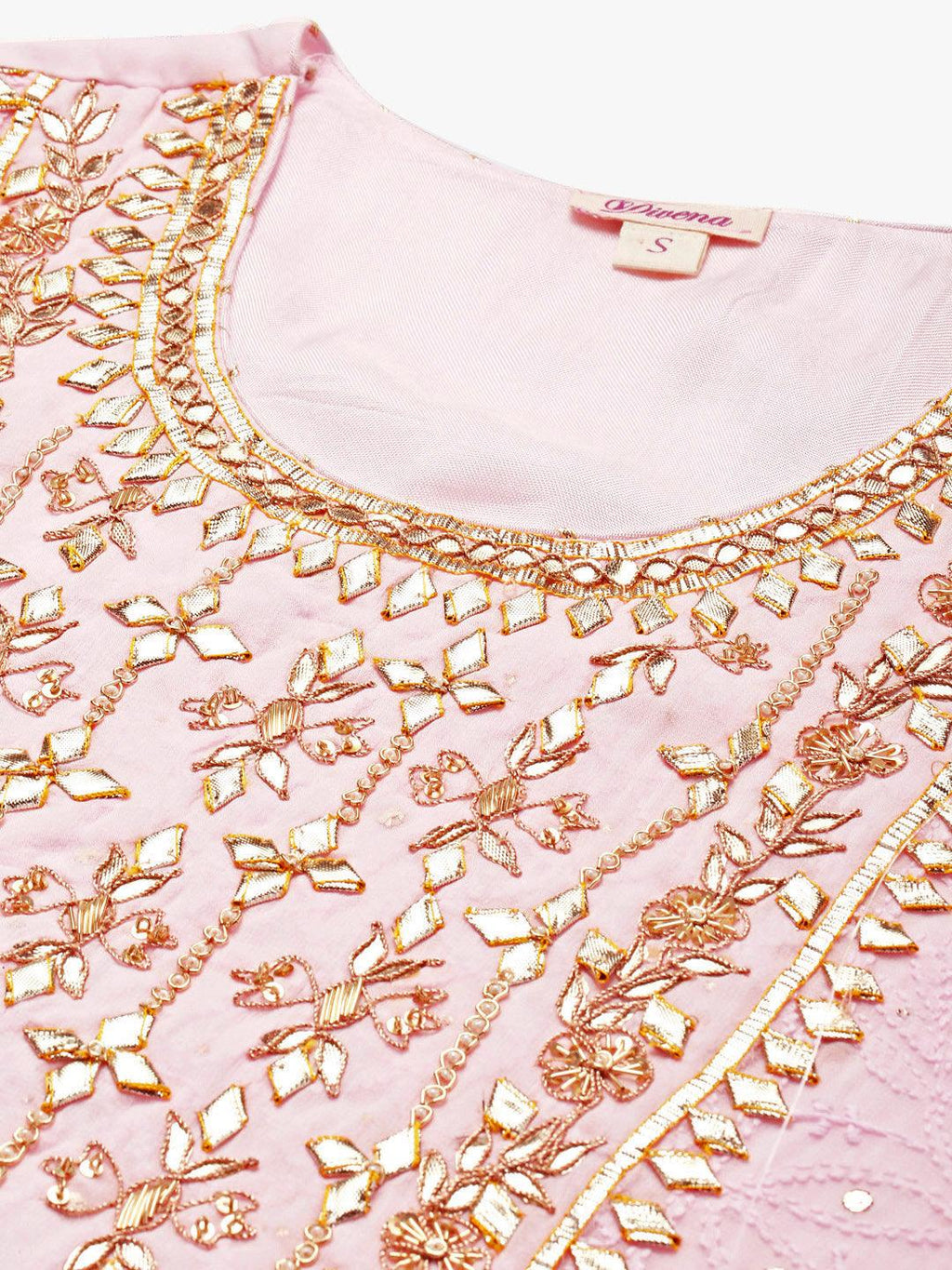 Divena Pure Chicken krai georgette Powder Pink Kurta Palazoo Set with Dupatta