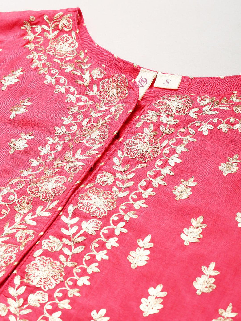 Divena Pink Raw Silk Top with skirt set